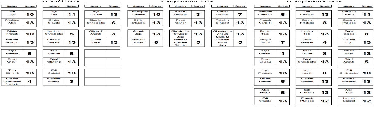 Matchs jours 17 à 20